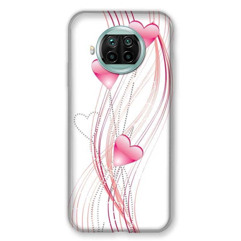 Coque Pour Xiaomi Mi 10T Lite 5G Coeur Rose Montant sur Blanc