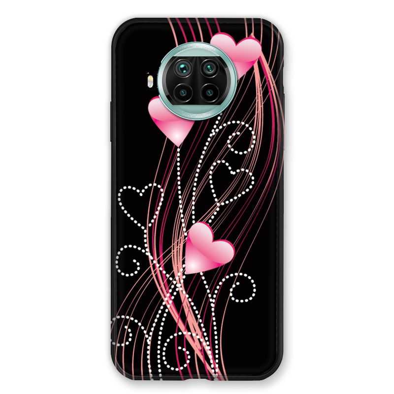 Coque Pour Xiaomi Mi 10T Lite 5G Coeur Rose Montant sur Noir