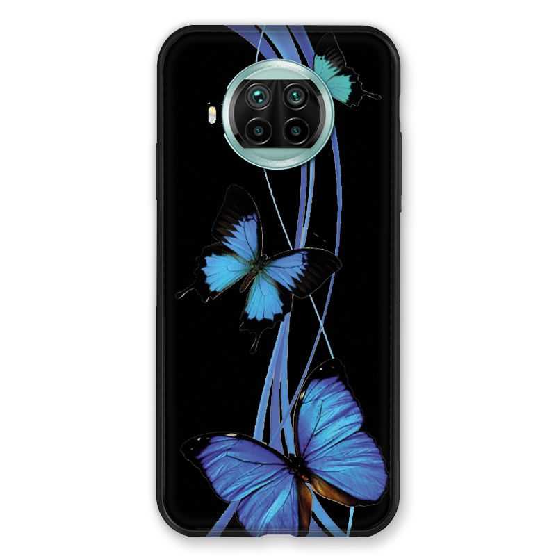 Coque Pour Xiaomi Mi 10T Lite 5G Papillon bleu sur Noir