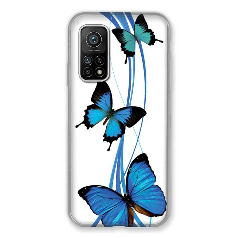 Coque Pour Xiaomi Mi 10T / Mi 10T Pro Papillon bleu sur Blanc