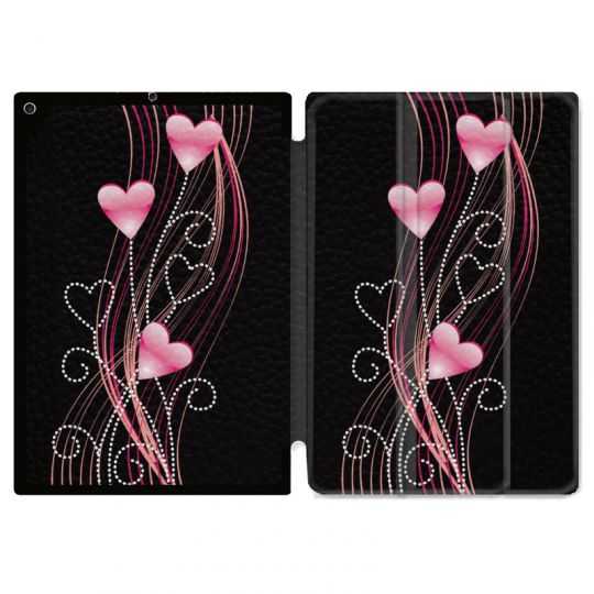 Housse Smart Cover Pour Ipad 10.2 Coeur Rose Montant sur Noir