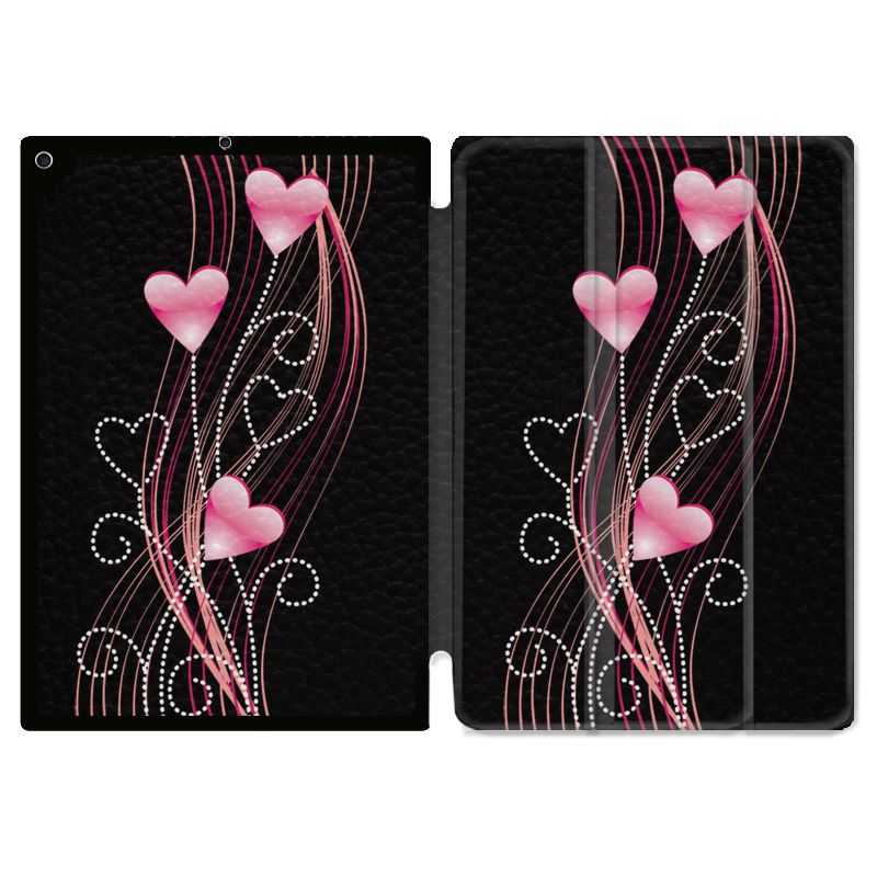 Housse Smart Cover Pour Ipad 10.2 Coeur Rose Montant sur Noir