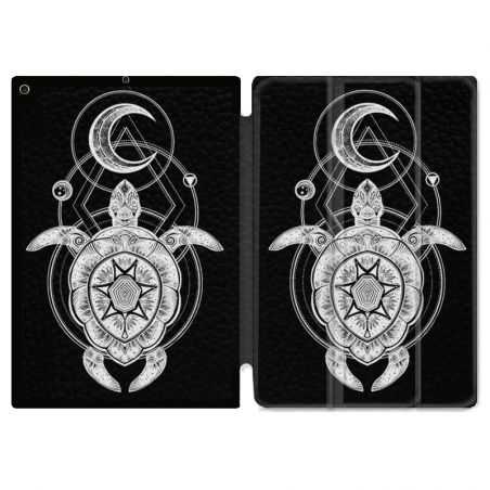 Housse Smart Cover Pour Ipad 10.2 Animaux Maori Tortue Noir