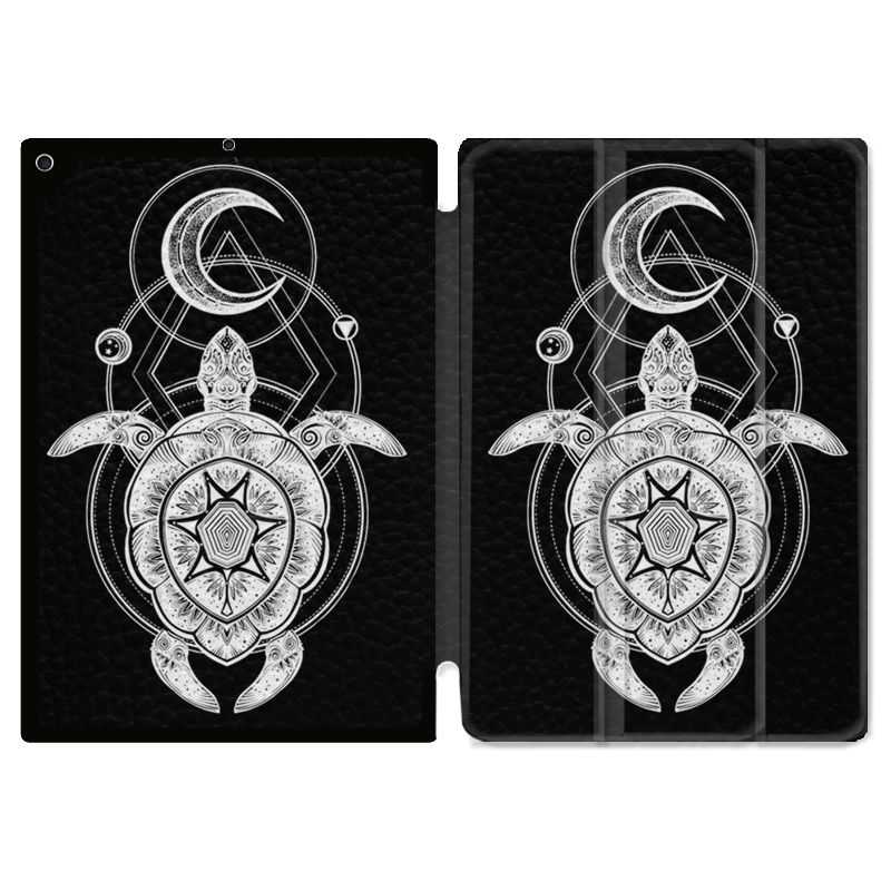 Housse Smart Cover Pour Ipad 10.2 Animaux Maori Tortue Noir