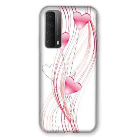 Coque Pour Huawei P Smart (2021) Coeur Rose Montant sur Blanc