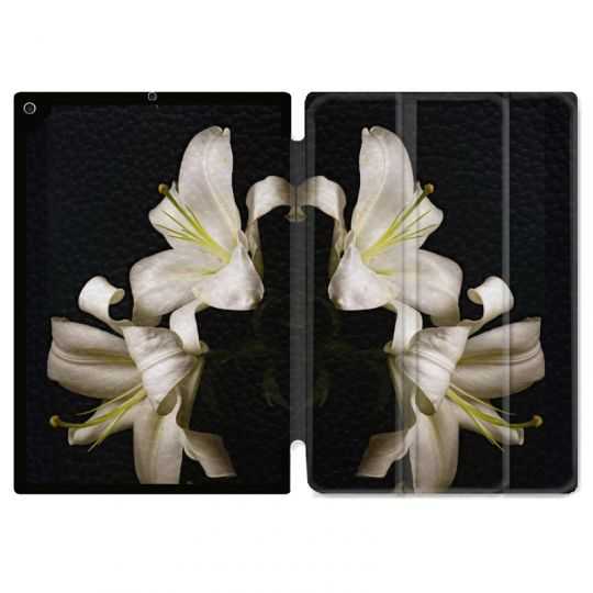 Housse Smart Cover Pour Ipad 10.2 Fleur Lys Noir