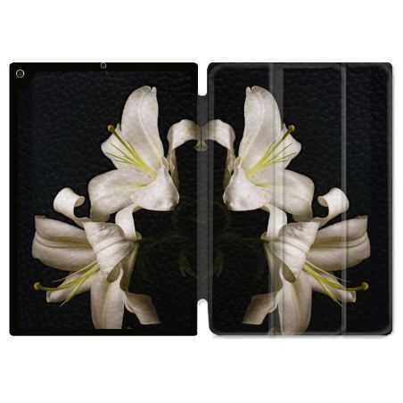 Housse Smart Cover Pour Ipad 10.2 Fleur Lys Noir
