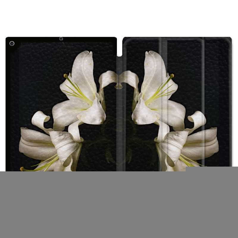 Housse Smart Cover Pour Ipad 10.2 Fleur Lys Noir