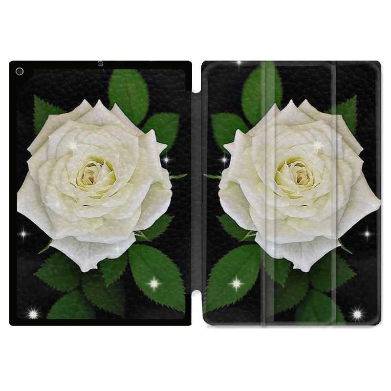 Housse Smart Cover Pour Ipad 10.2 Fleur Rose Blanche