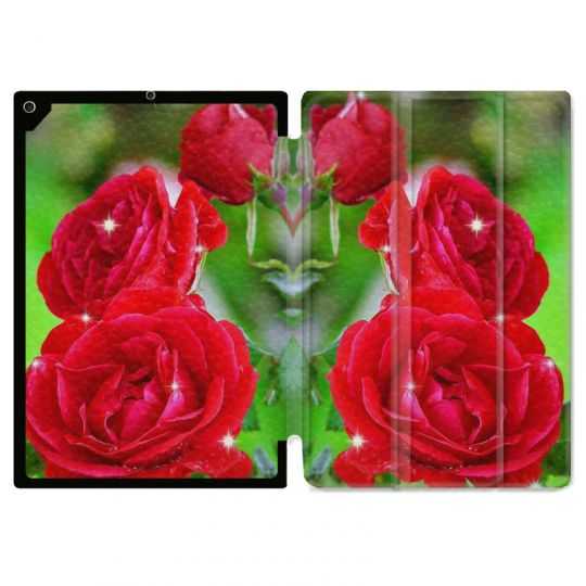 Housse Smart Cover Pour Ipad 10.2 Fleur Rose Rouge
