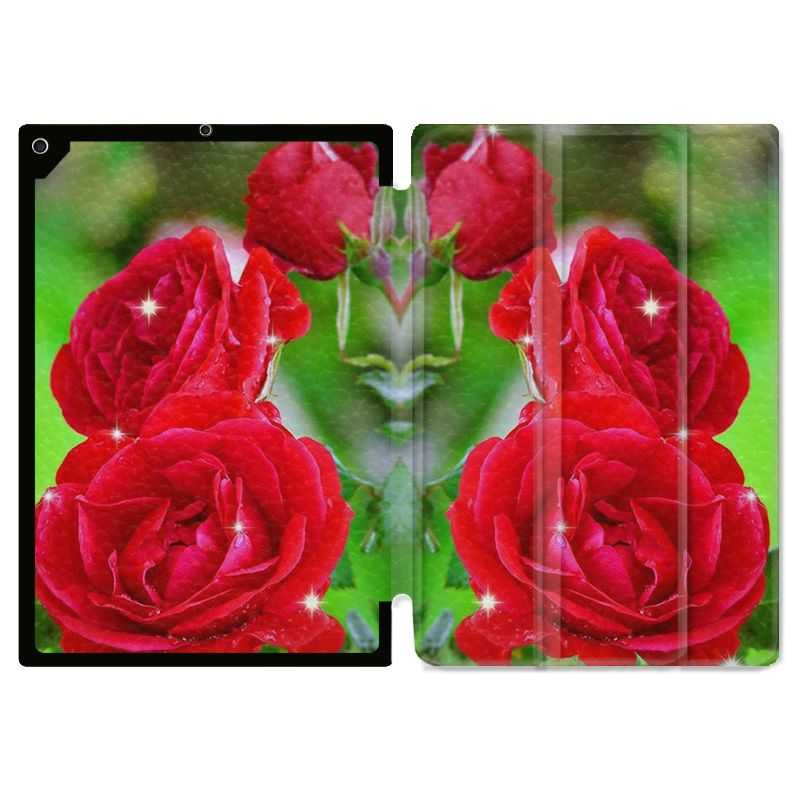 Housse Smart Cover Pour Ipad 10.2 Fleur Rose Rouge