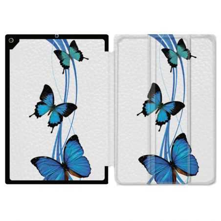 Housse Smart Cover Pour Ipad 10.2 Papillon bleu sur Blanc