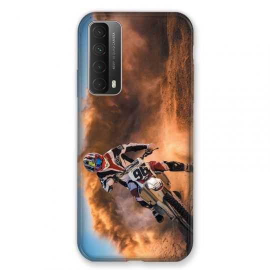 Coque Pour Huawei P Smart (2021) Moto Cross Blanc