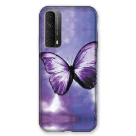 Coque Pour Huawei P Smart (2021) Papillon Violet et Blanc