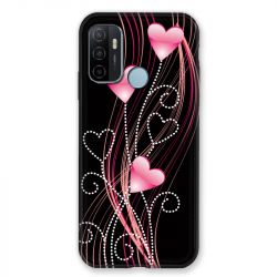 Coque Pour Oppo A53 / A53S Coeur Rose Montant sur Noir