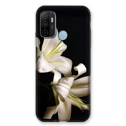 Coque Pour Oppo A53 / A53S Fleur Lys Noir