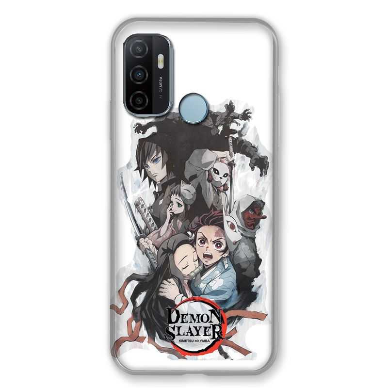 Coque Pour Oppo A53 / A53S Manga Demon Slayer Blanc