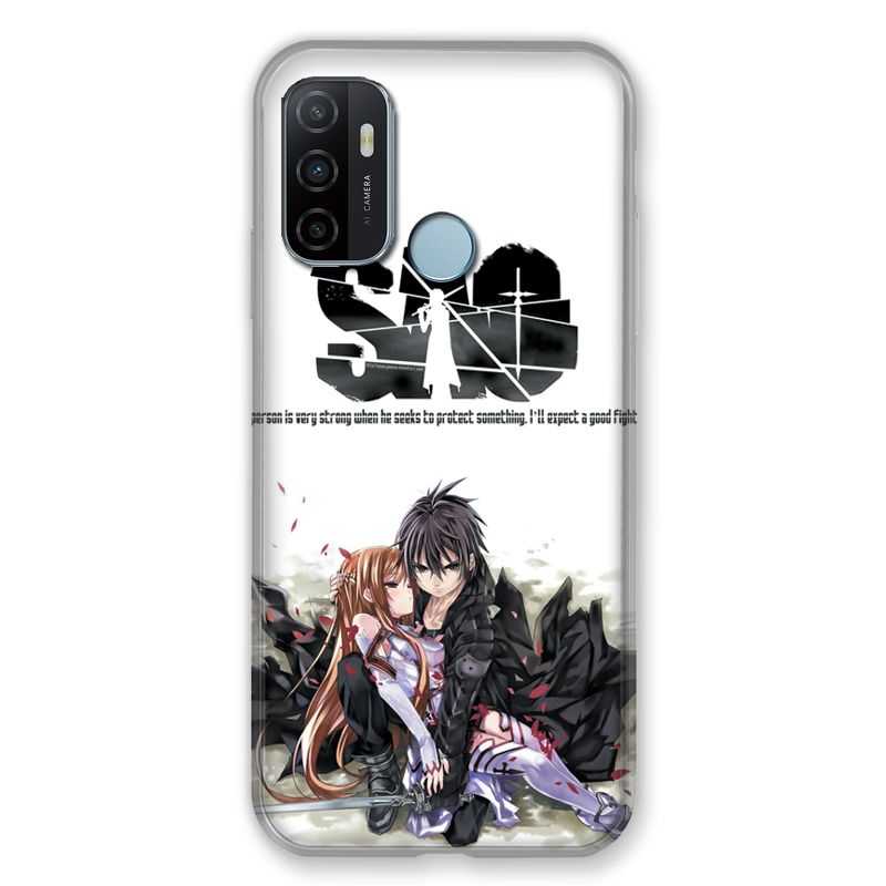 Coque Pour Oppo A53 / A53S Manga SAO sword Art Online Blanc