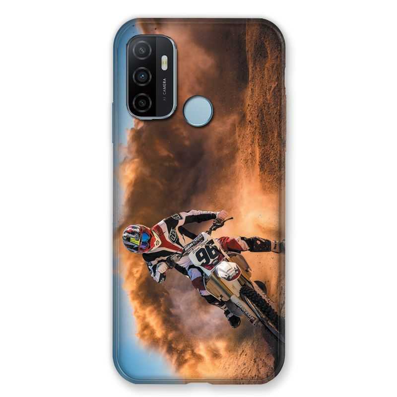 Coque Pour Oppo A53 / A53S Moto Cross Blanc