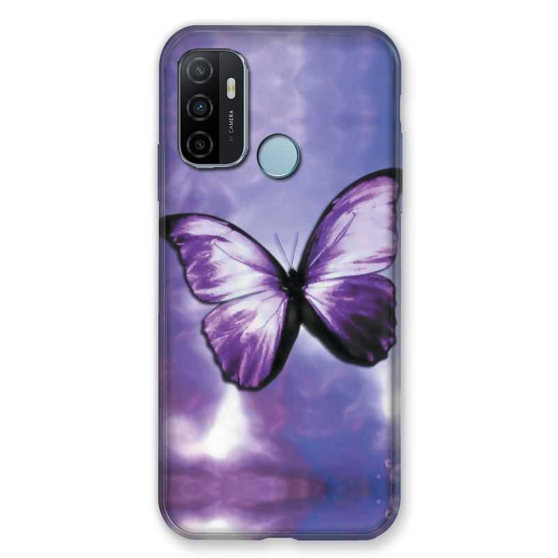 Coque Pour Oppo A53 / A53S Papillon Violet et Blanc