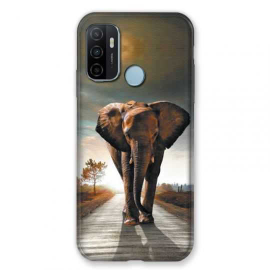 Coque Pour Oppo A53 / A53S Savane Elephant Route