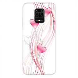 Coque Pour Xiaomi Redmi Note 9S / 9 Pro Coeur Rose Montant sur Blanc