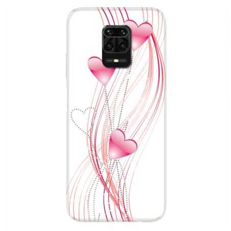 Coque Pour Xiaomi Redmi Note 9S / 9 Pro Coeur Rose Montant sur Blanc