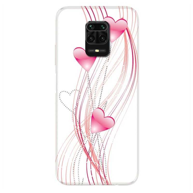 Coque Pour Xiaomi Redmi Note 9S / 9 Pro Coeur Rose Montant sur Blanc