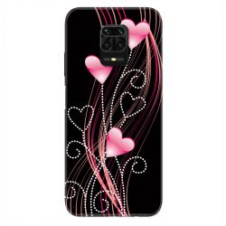 Coque Pour Xiaomi Redmi Note 9S / 9 Pro Coeur Rose Montant sur Noir