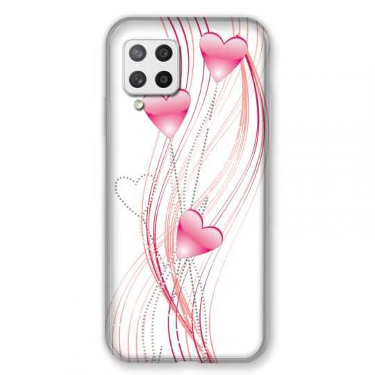 Coque Pour Samsung Galaxy A42 Coeur Rose Montant sur Blanc