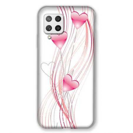 Coque Pour Samsung Galaxy A42 Coeur Rose Montant sur Blanc