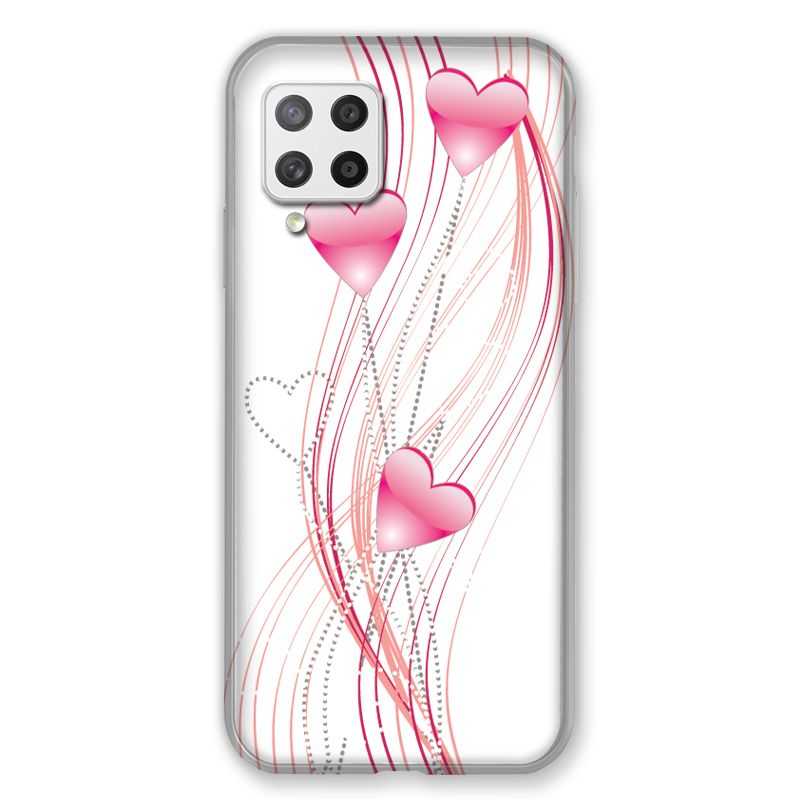 Coque Pour Samsung Galaxy A42 Coeur Rose Montant sur Blanc