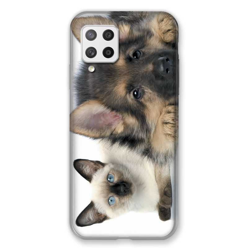 Coque Pour Samsung Galaxy A42 Chien vs Chat