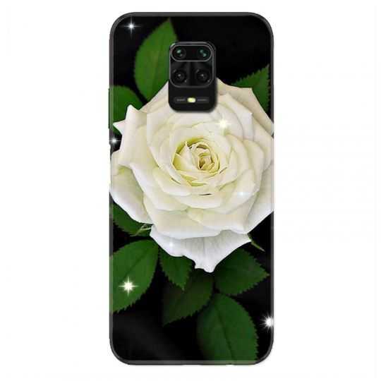 Coque Pour Xiaomi Redmi Note 9S / 9 Pro Fleur Rose Blanche