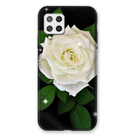 Coque Pour Samsung Galaxy A42 Fleur Rose Blanche