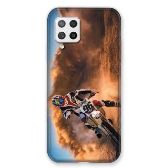Coque Pour Samsung Galaxy A42 Moto Cross Blanc
