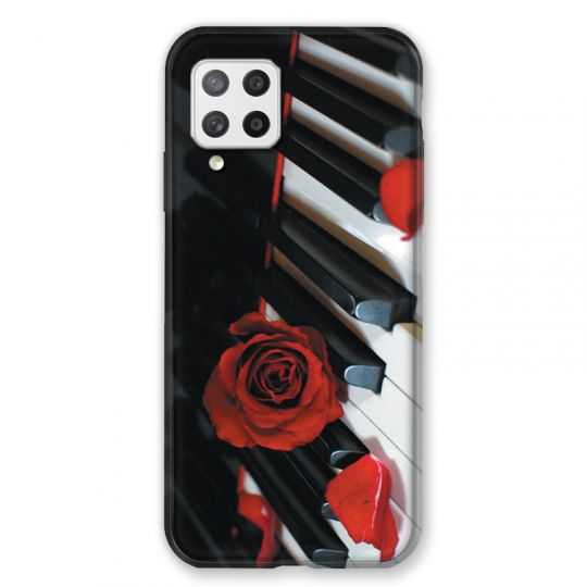 Coque Pour Samsung Galaxy A42 Musique Rose Piano