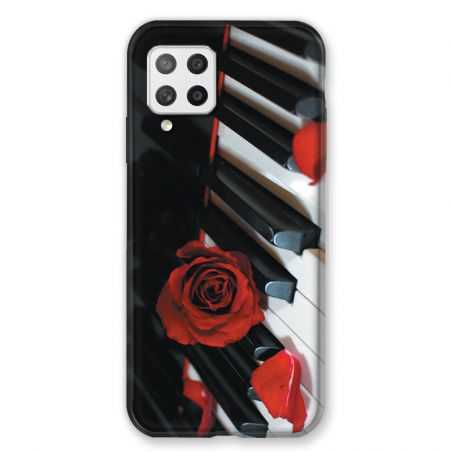 Coque Pour Samsung Galaxy A42 Musique Rose Piano