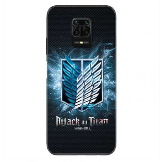 Coque Pour Xiaomi Redmi Note 9S / 9 Pro Manga Attaque Titans Noir