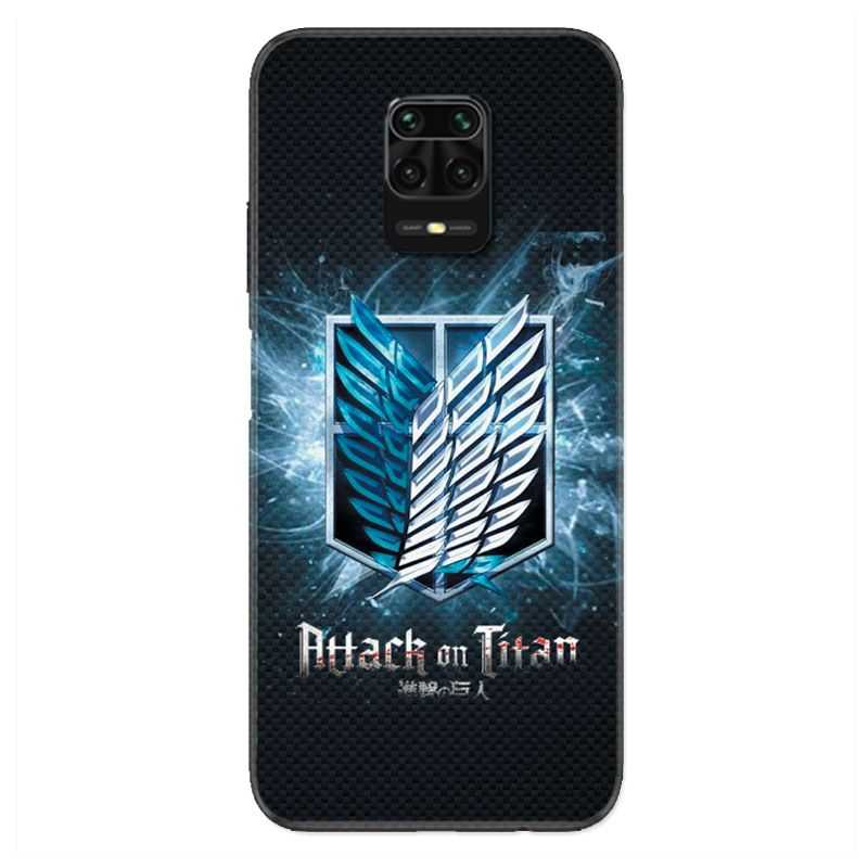 Coque Pour Xiaomi Redmi Note 9S / 9 Pro Manga Attaque Titans Noir