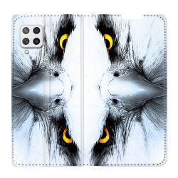 Housse Cuir Portefeuille Pour Samsung Galaxy A42 Aigle Royal Blanc
