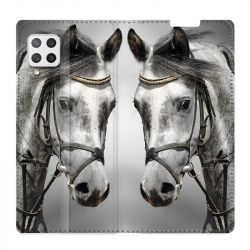 Housse Cuir Portefeuille Pour Samsung Galaxy A42 Cheval Blanc