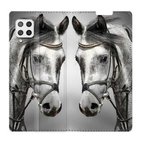 Housse Cuir Portefeuille Pour Samsung Galaxy A42 Cheval Blanc