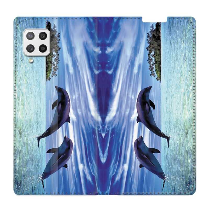 Housse Cuir Portefeuille Pour Samsung Galaxy A42 Dauphin Ile