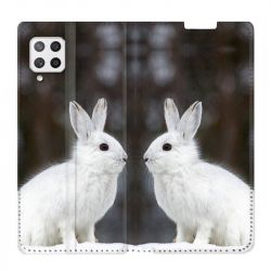 Housse Cuir Portefeuille Pour Samsung Galaxy A42 Lapin Blanc