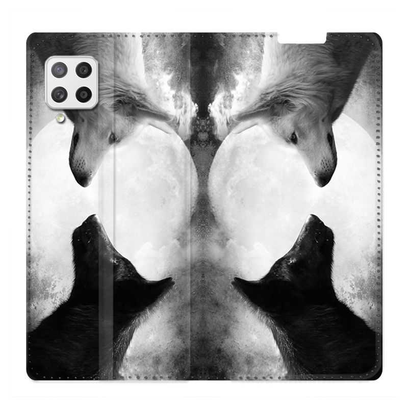 Housse Cuir Portefeuille Pour Samsung Galaxy A42 Loup Duo