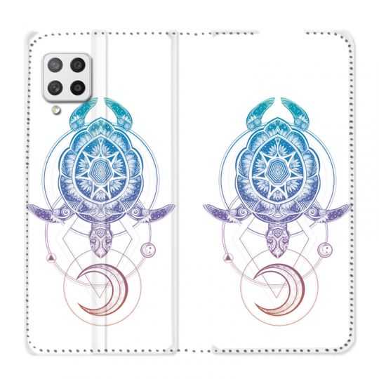Housse Cuir Portefeuille Pour Samsung Galaxy A42 Animaux Maori Tortue Color