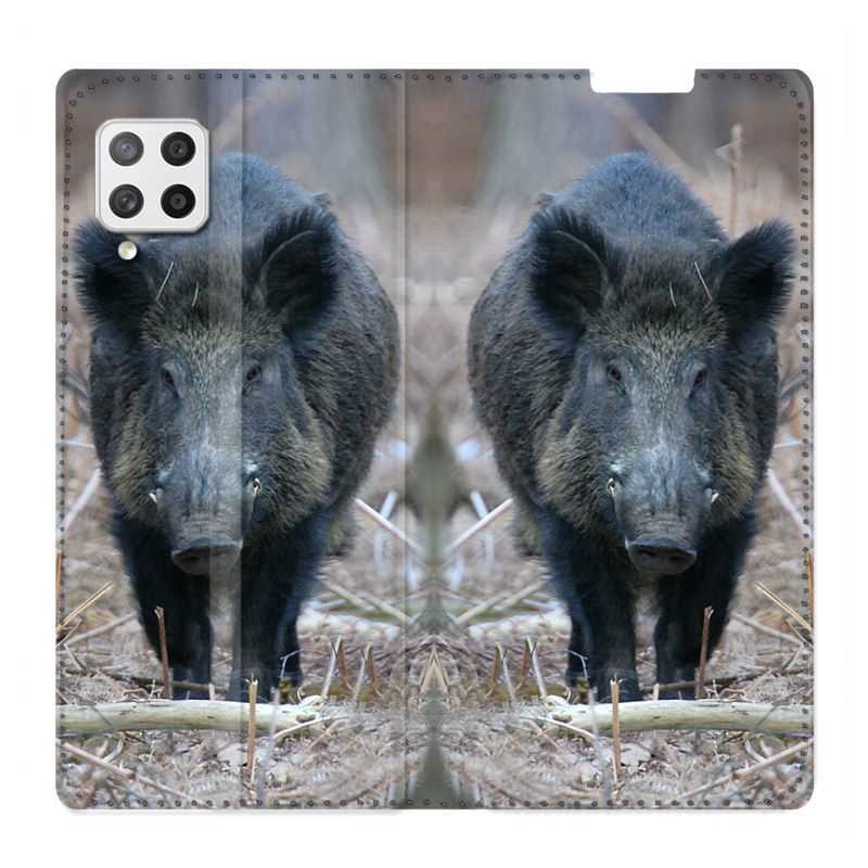 Housse Cuir Portefeuille Pour Samsung Galaxy A42 Sanglier Pin