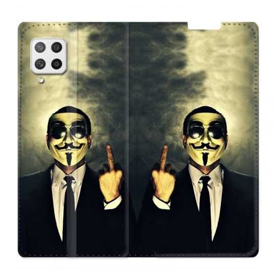 Housse Cuir Portefeuille Pour Samsung Galaxy A42 Anonymous Doigt