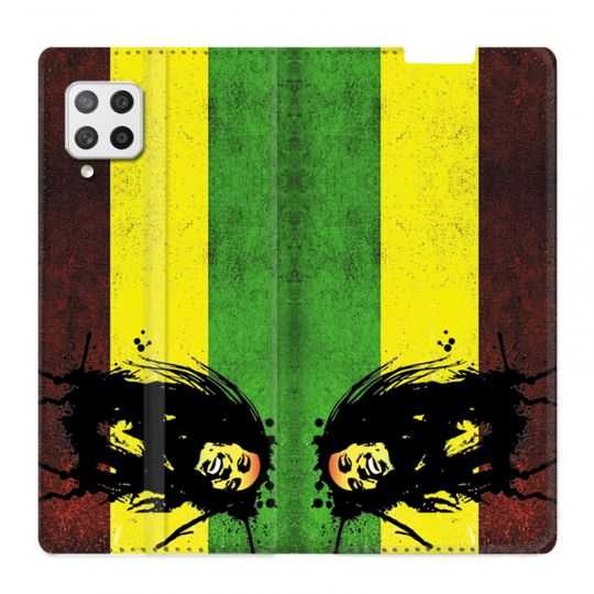 Housse Cuir Portefeuille Pour Samsung Galaxy A42 Bob Marley Drapeau